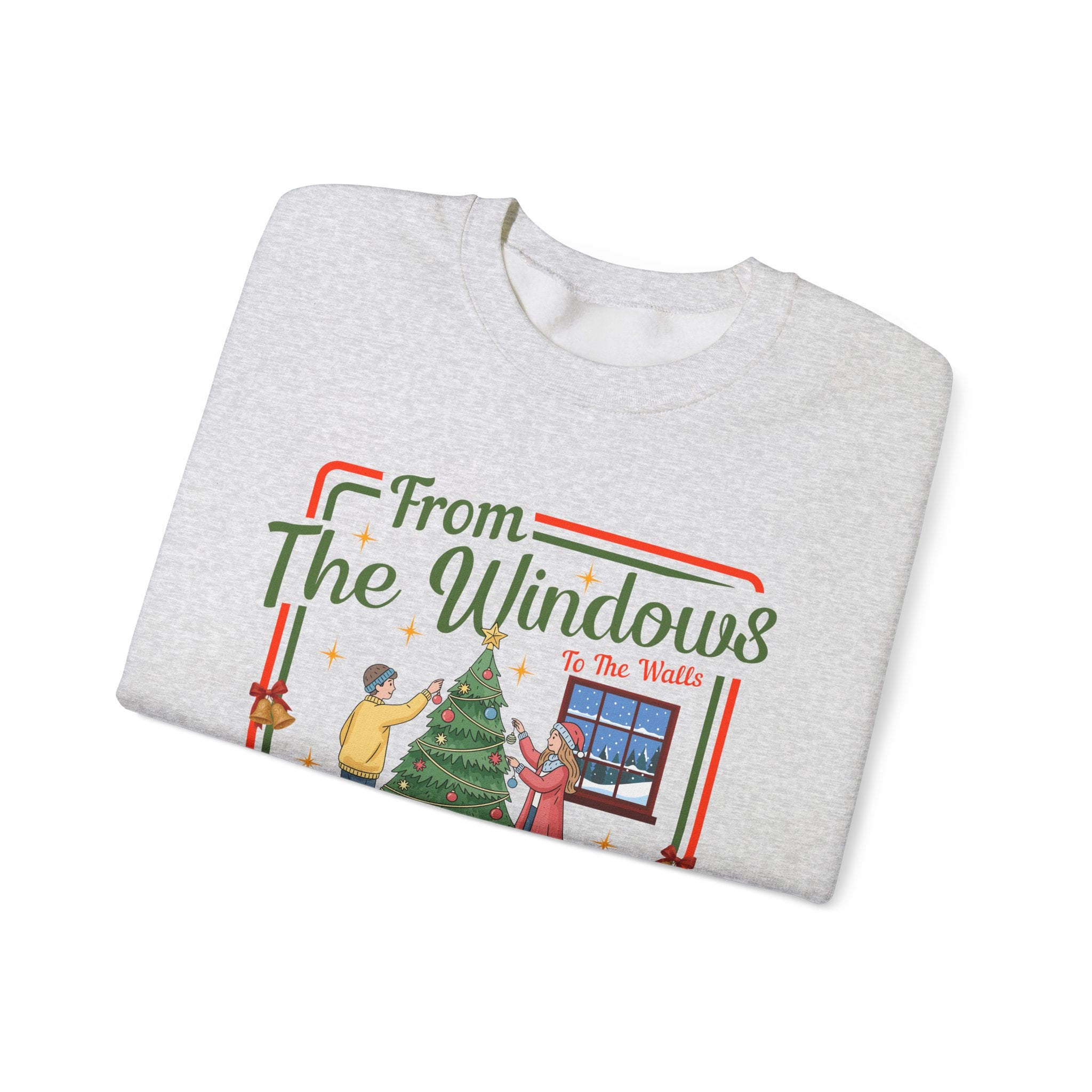 From The Windows To The Walls Christmas Sweatshirt, Deck These Halls Retro Xmas Tree Shirt, Funny Holiday Sweater, Christmas Gift for Her