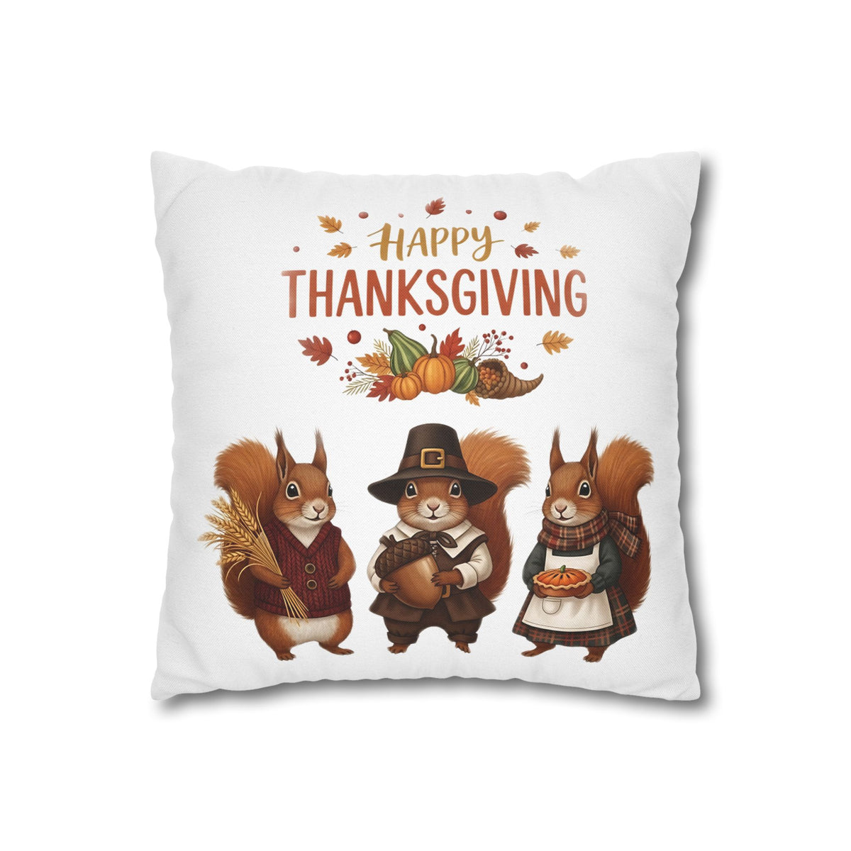 Thanksgiving Squirrel Pillowcase, Fall Decor, Thanksgiving Home Accents, Seasonal Pillow Cover, Cozy Autumn Gift
