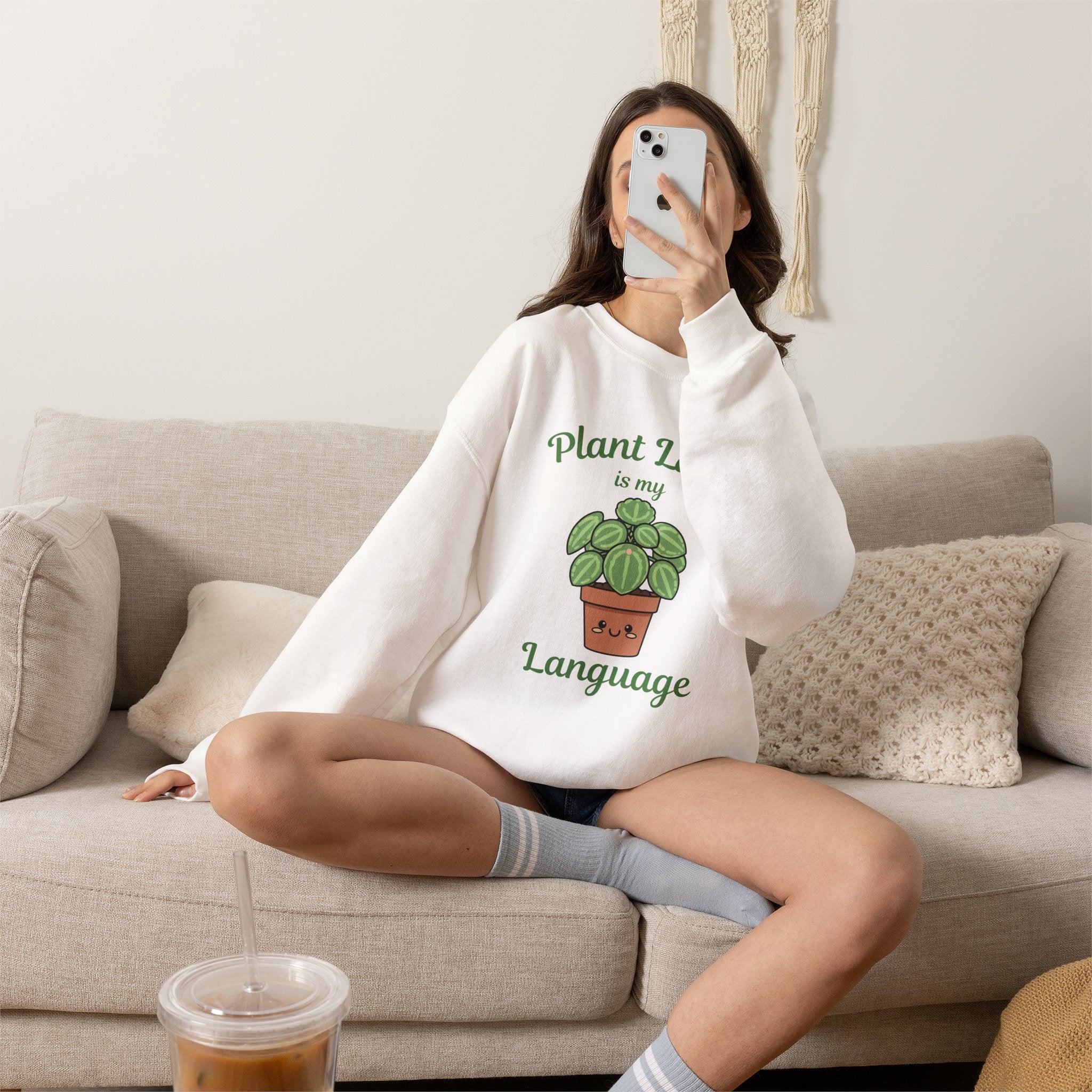 Plant Lady Is My Language Sweatshirt | Cute Succulent Plant Pot Sweatshirt | Funny Plant Lover Gift | Cottagecore Plant Mom Crewneck