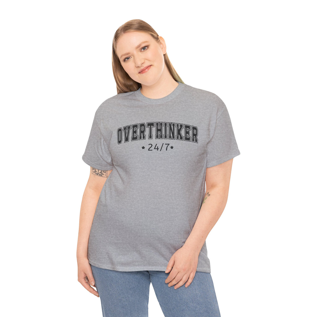 Overthinker 24/7 Tee | Graphic Mental Health Typography, Casual Shirt, Statement T-shirt, Basic T-shirt, Casual Tee, Unisex, Popular Tee