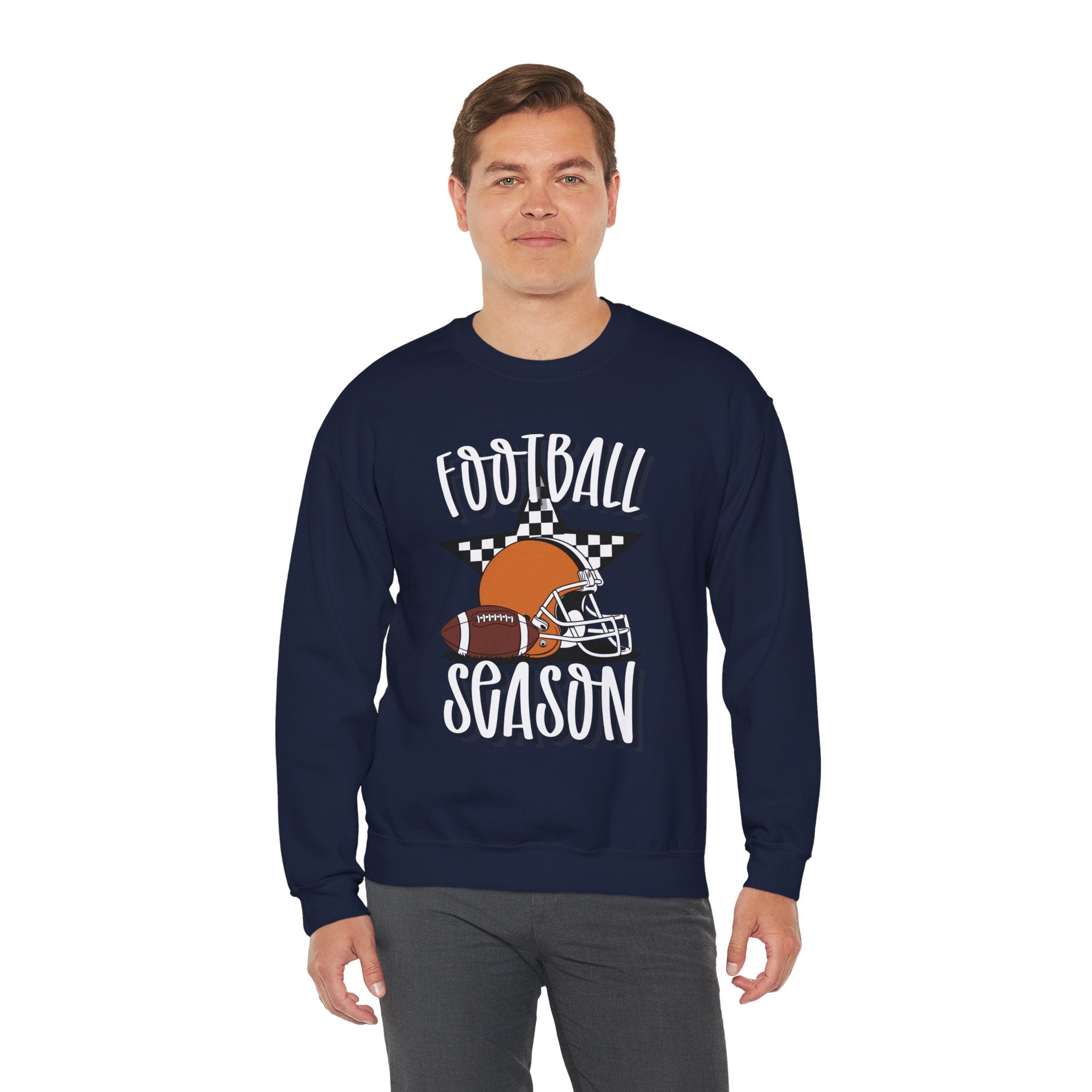 Football Season Sweatshirt, Football Helmet Shirt, Game Day Sweatshirt, Football Mom Shirt, Checkered Star Football Tee, Fall Sports Gift