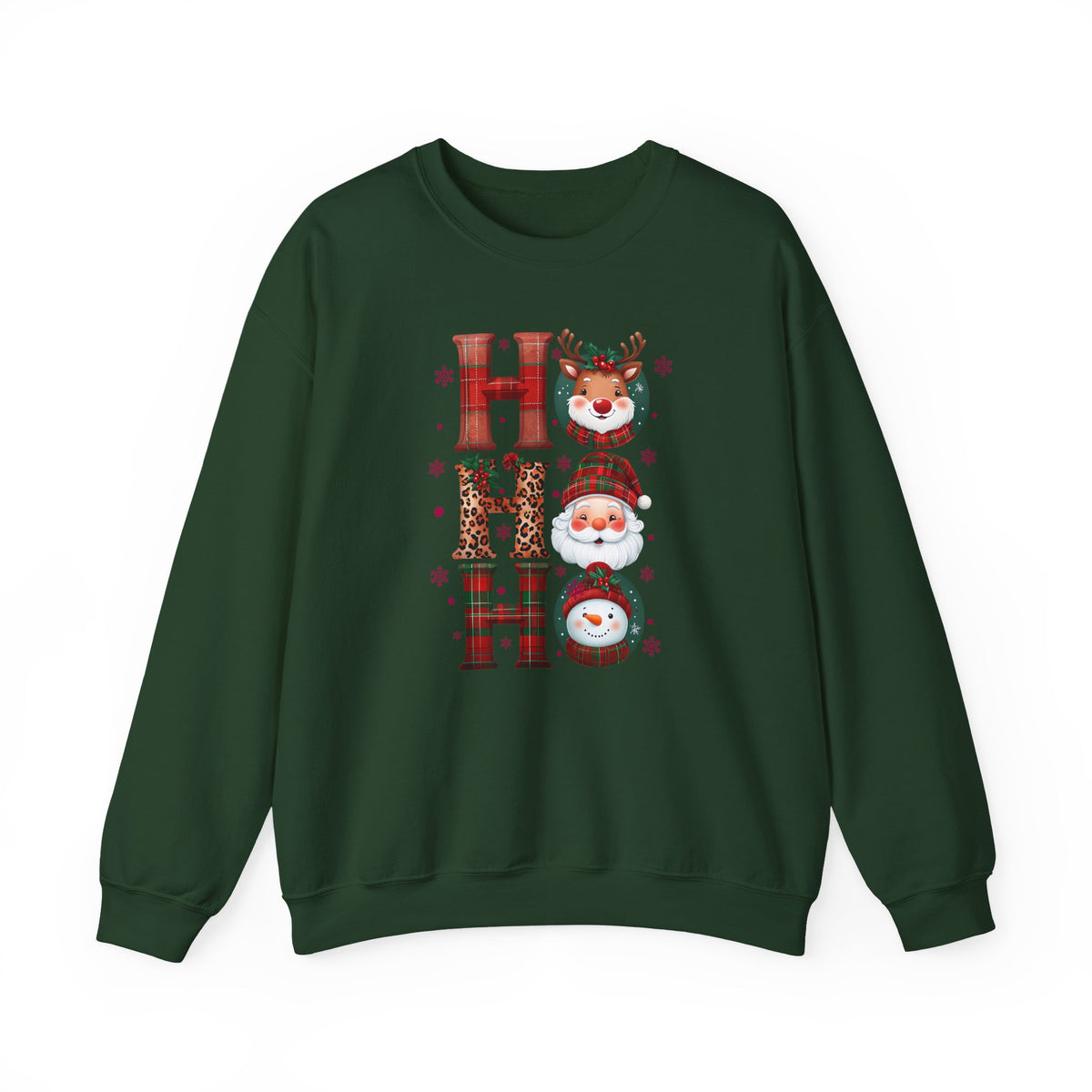 HOHOHO Christmas Characters Sweatshirt | Santa Reindeer Snowman Holiday Crewneck