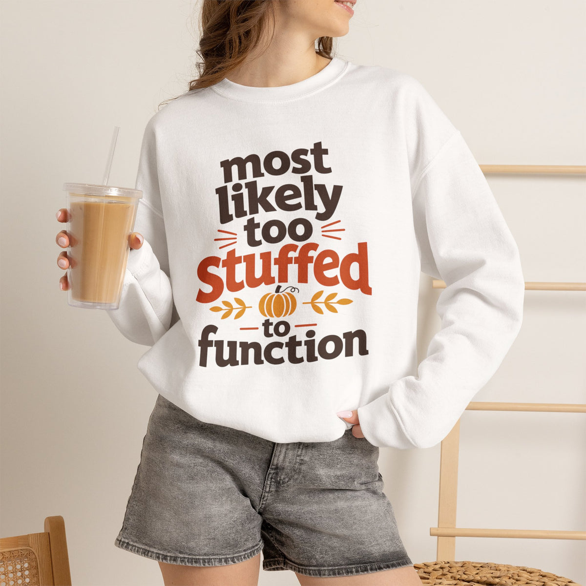 Most Likely To Be Stuffed To Function Sweatshirt, Funny Thanksgiving Shirt, Family Matching Turkey Day Sweater, Fall Food Coma Sweatshirt