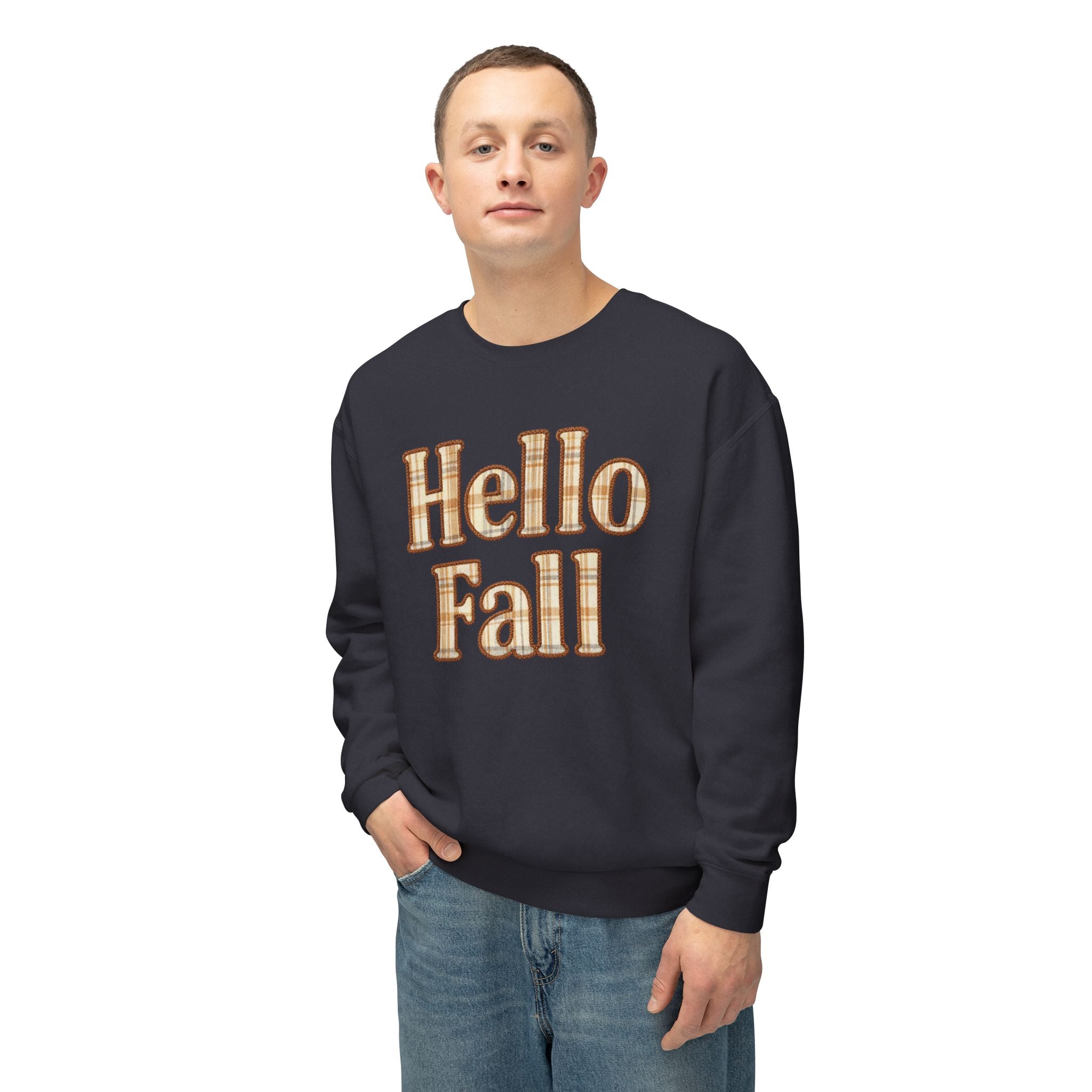 Hello Fall Plaid Design | Faux Embroidery Appliqué Fall Shirt Design