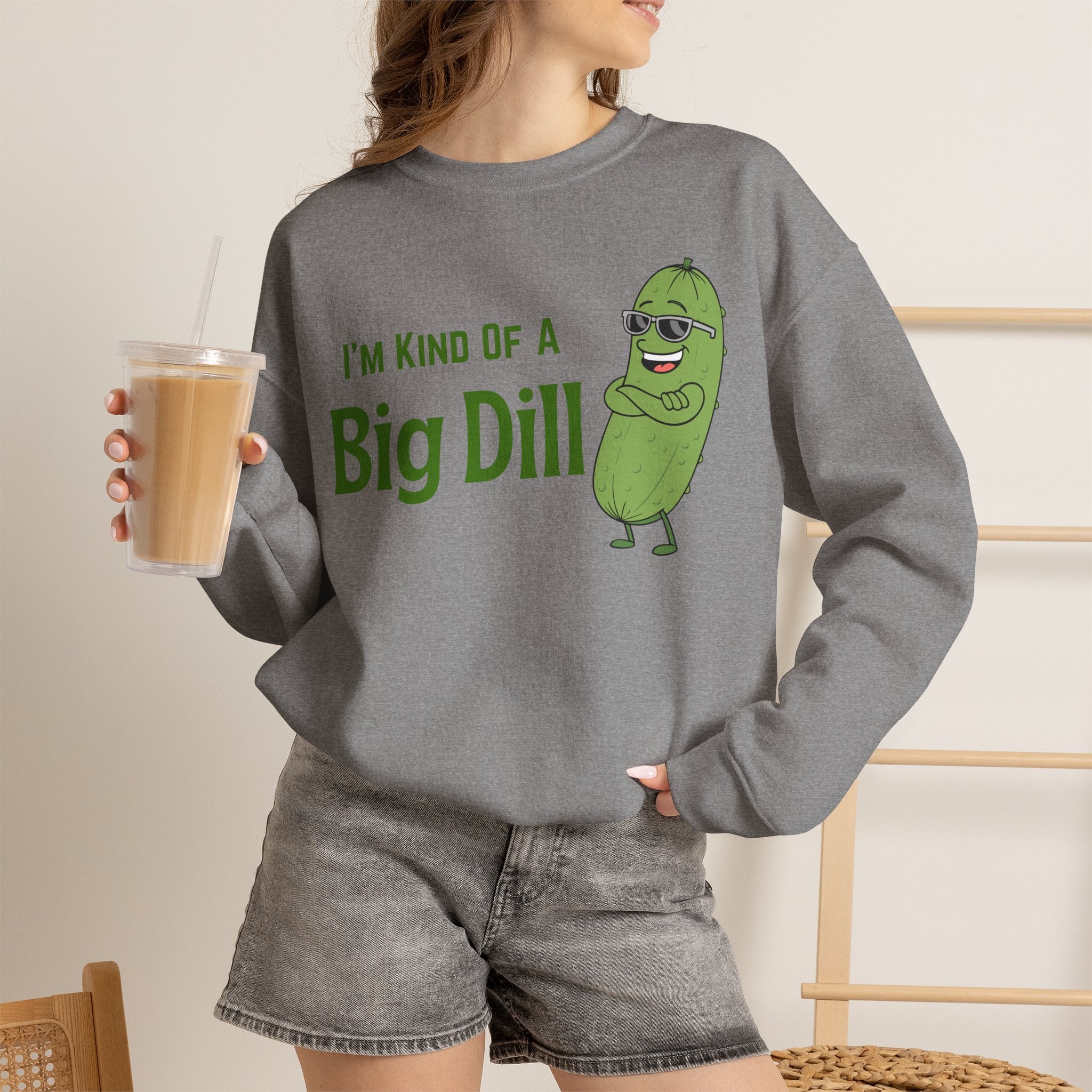 I'm Kind Of A Big Dill Sweatshirt, Funny Pickle Pun Crewneck, Sarcastic Foodie Gift, Cute Pickle Lover Shirt, Sand Unisex Sweatshirt Gift