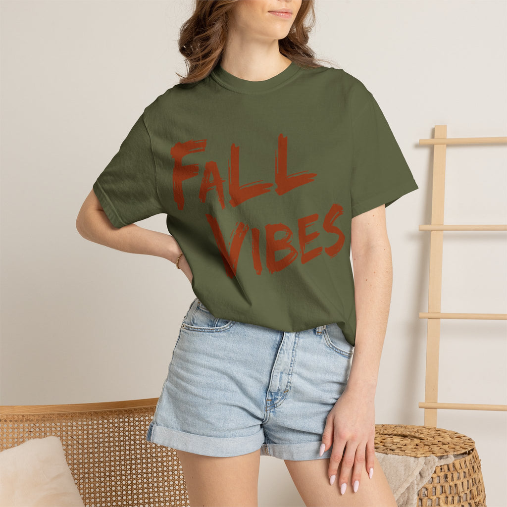 Fall Vibes T-Shirt Women Autumn Tee Brush Stroke Letters Pumpkin Season Fall Graphic Shirt Oversized Fall Top Gift Her, Casual Fall T-Shirt
