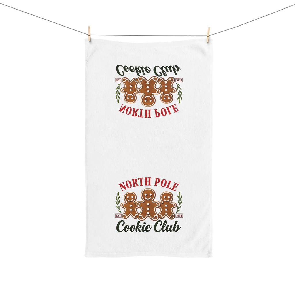 North Pole Cookie Club Hand Towel, Holiday Kitchen Decor, Christmas Gift, Baking Enthusiast Essential, Festive Home Accessory
