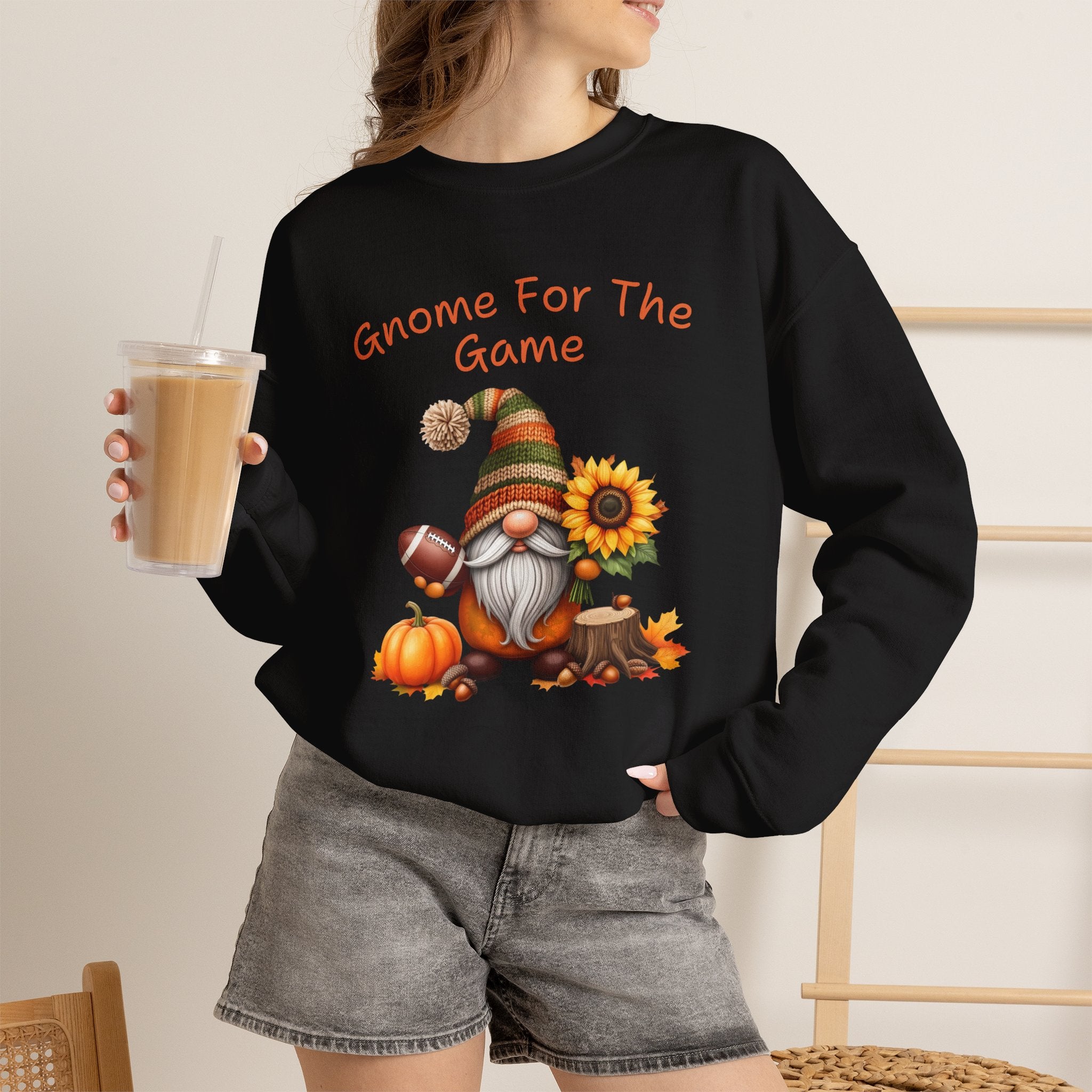 Gnome For The Game Sweatshirt, Football Gnome Fall Crewneck, Autumn Pumpkin Sunflower Shirt, Game Day Sweater, Fall Football Season Gift