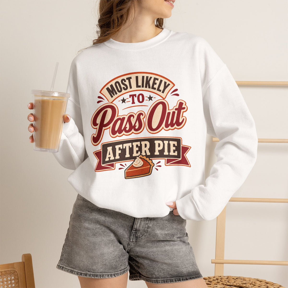 Most Likely To Pass Out After Pie Sweatshirt, Funny Thanksgiving Shirt, Family Matching Turkey Day Sweater, Thankful Pumpkin Pie Sweatshirt