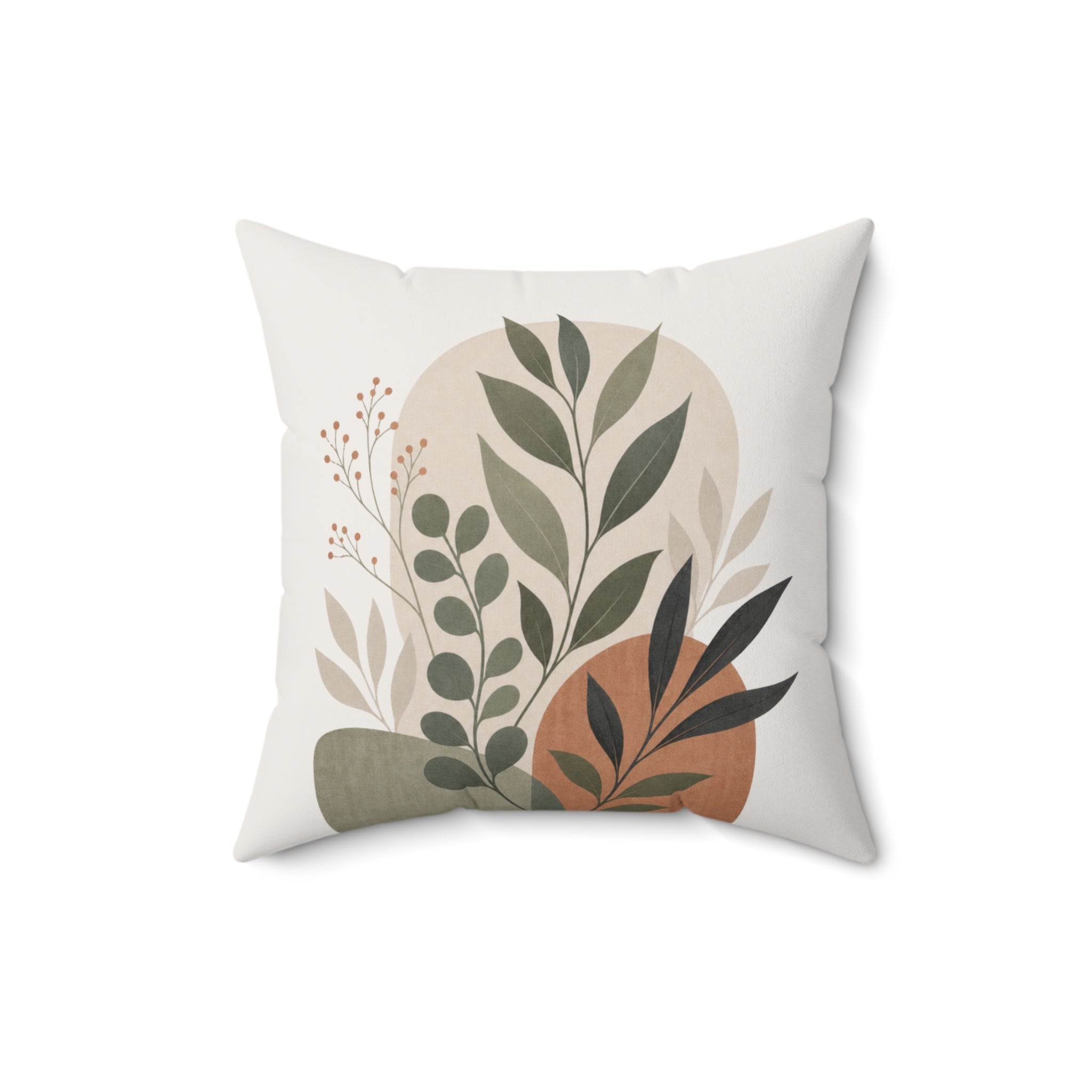 Boho Botanical Throw Pillow Cover, Sage Green Terracotta Floral Leaf Pillow Case, Mid Century Modern Plant Decor, Cottagecore Sofa Cushion