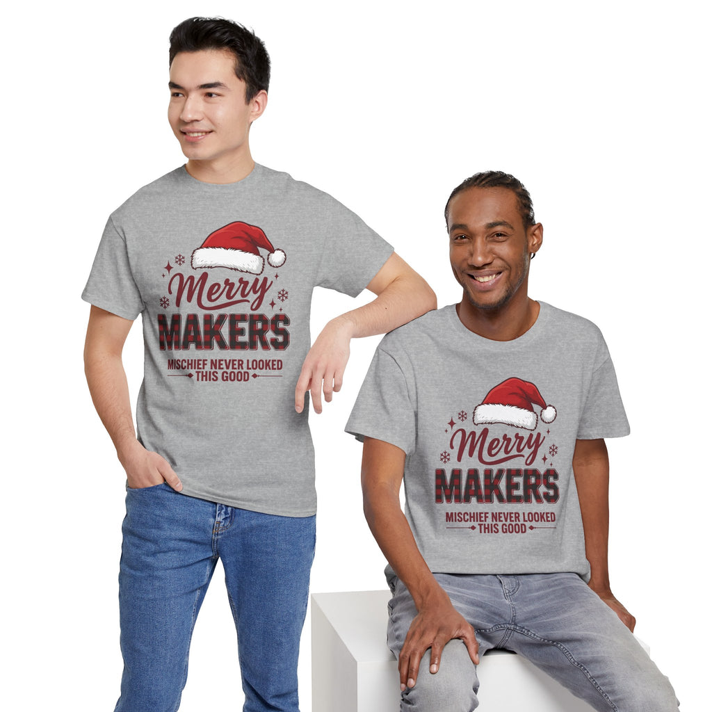 Merry Makers Christmas Shirt | Mischief Never Looked This Good | Santa Hat Tee | Funny Holiday T-Shirt | Cute Xmas Gift Tee