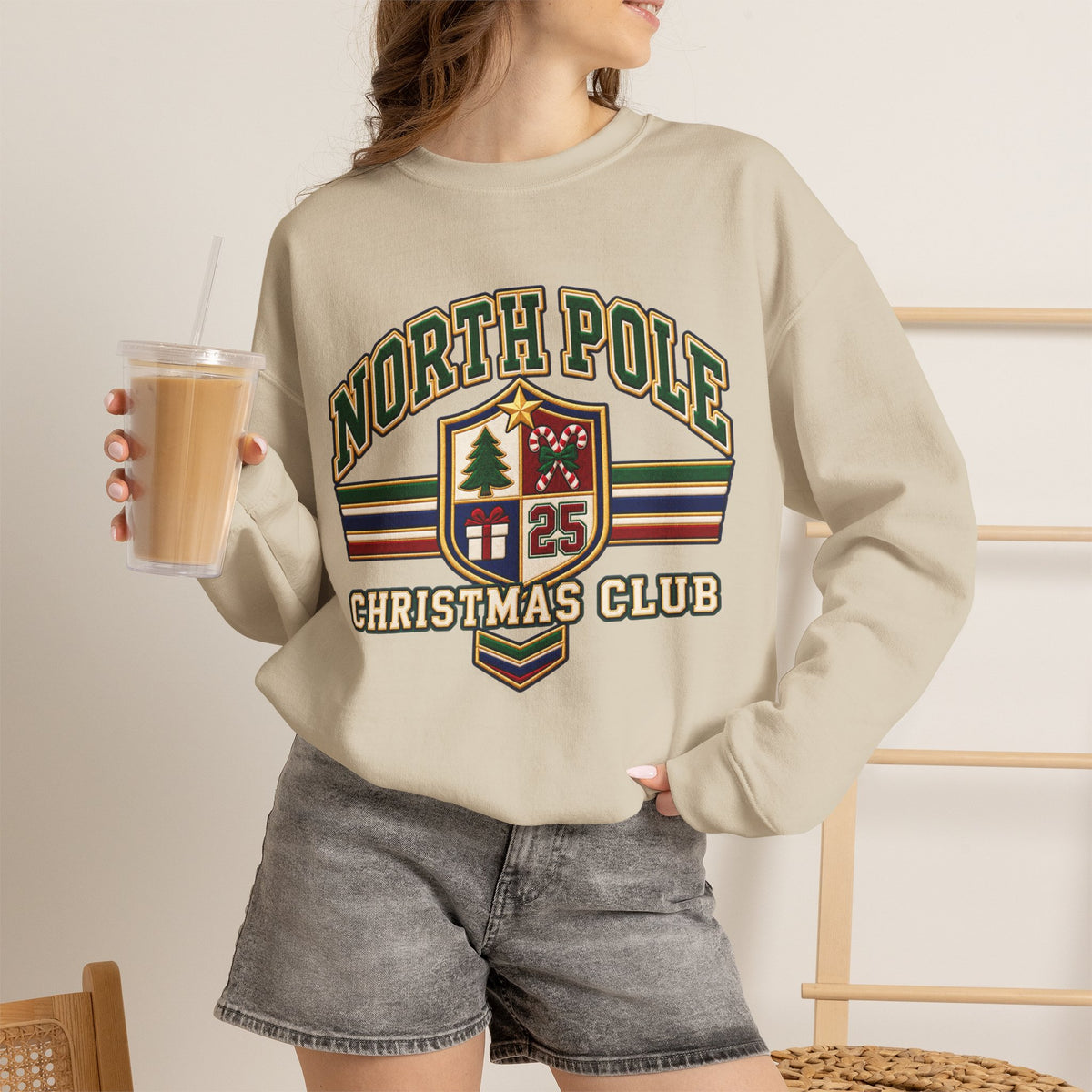 North Pole Christmas Club Sweatshirt, Retro Varsity Christmas Sweatshirt, Vintage Christmas Crewneck, Family Christmas Shirt, Xmas Gift
