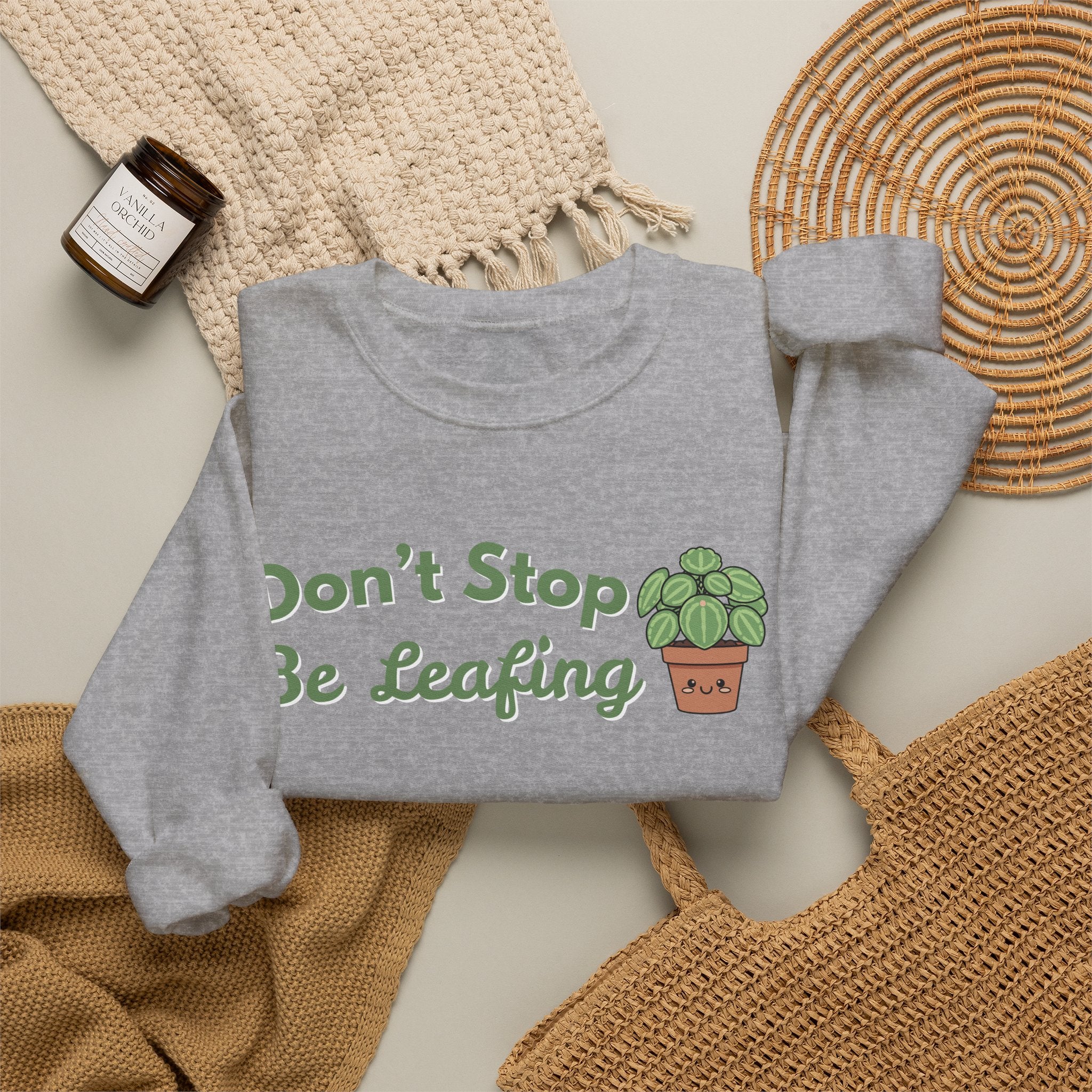 Don't Stop Be Leafing Sweatshirt, Funny Plant Pun Crewneck, Cute Plant Lover Gift, Plant Mom Sweatshirt, Gardener Gift, Sand Unisex Shirt