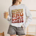 Autumn Vibes And Cozy Nights Sweatshirt, Retro Wavy Text Fall Crewneck, Groovy Autumn Sweater, Fall Vibes Shirt, Cozy Season Pullover Gift