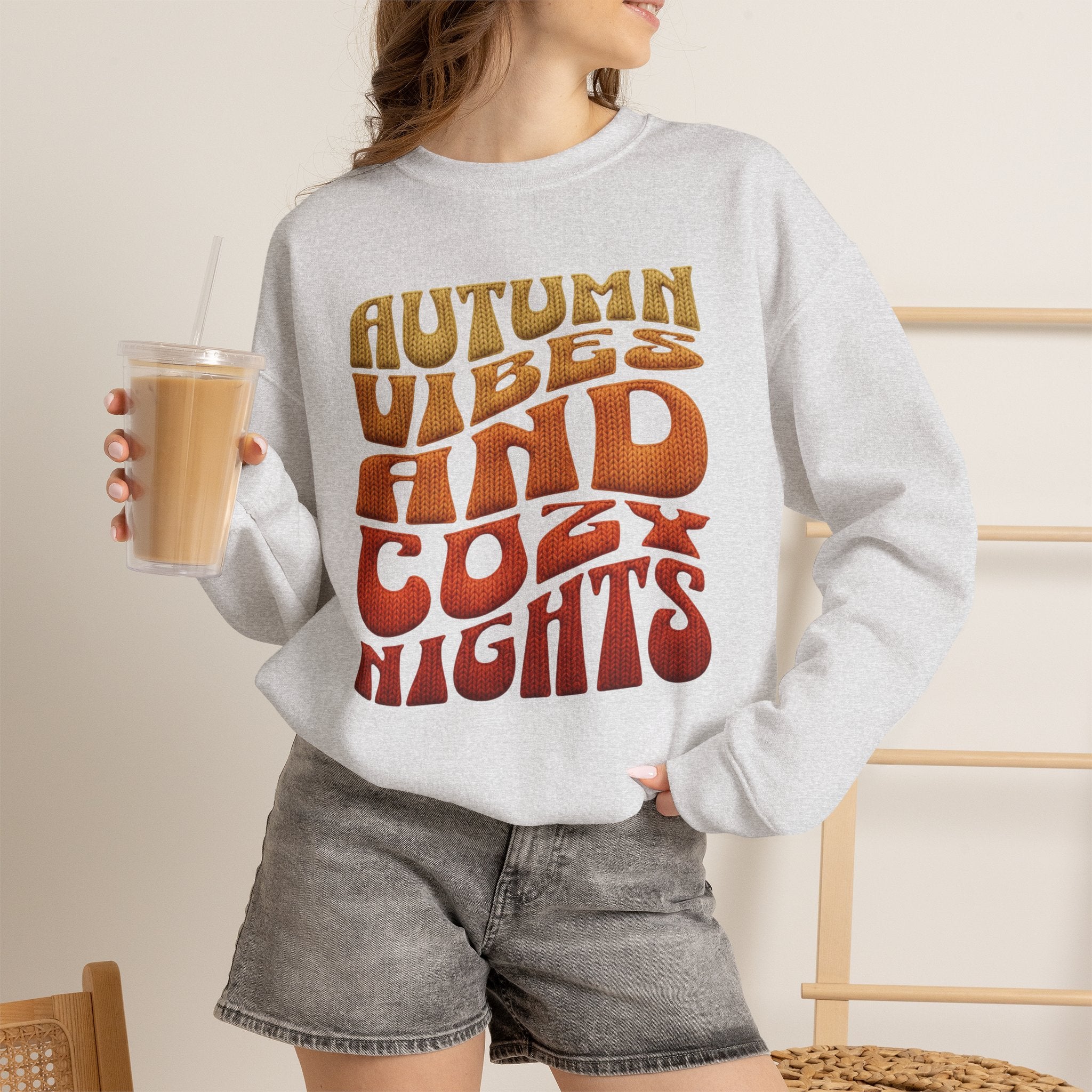 Autumn Vibes And Cozy Nights Sweatshirt, Retro Wavy Text Fall Crewneck, Groovy Autumn Sweater, Fall Vibes Shirt, Cozy Season Pullover Gift