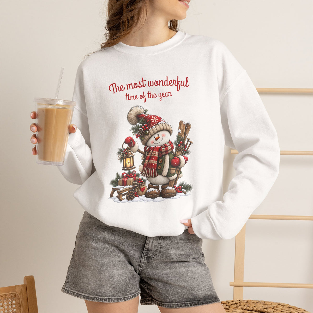 Most Wonderful Time of the Year Sweatshirt, Snowman Christmas Shirt, Vintage Holiday Crewneck, Cute Winter Snowman Tee, Christmas Gift Shirt