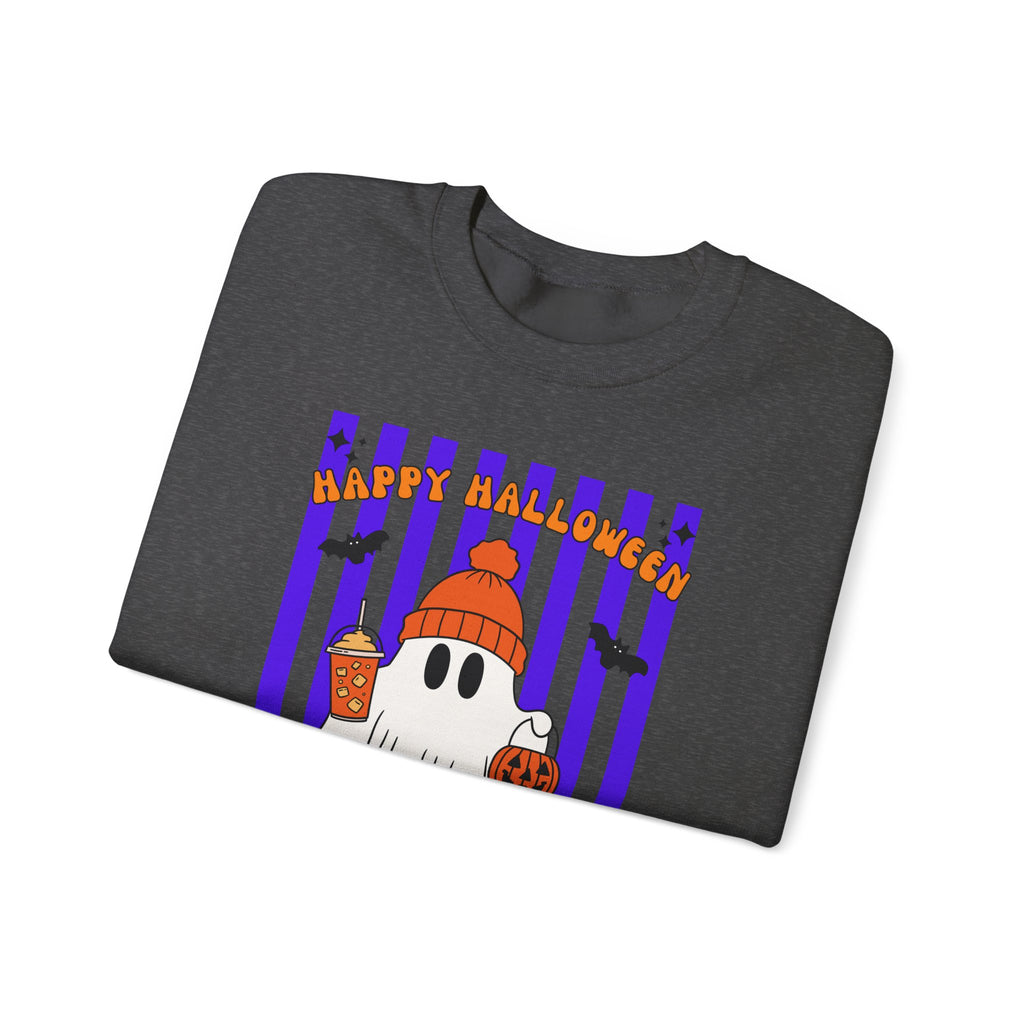 Boo Ghost Halloween Sweatshirt, Cute Ghost Pumpkin Striped Crewneck, Witch Hat Ghost Shirt, Fall Halloween Sweater, Halloween Gift