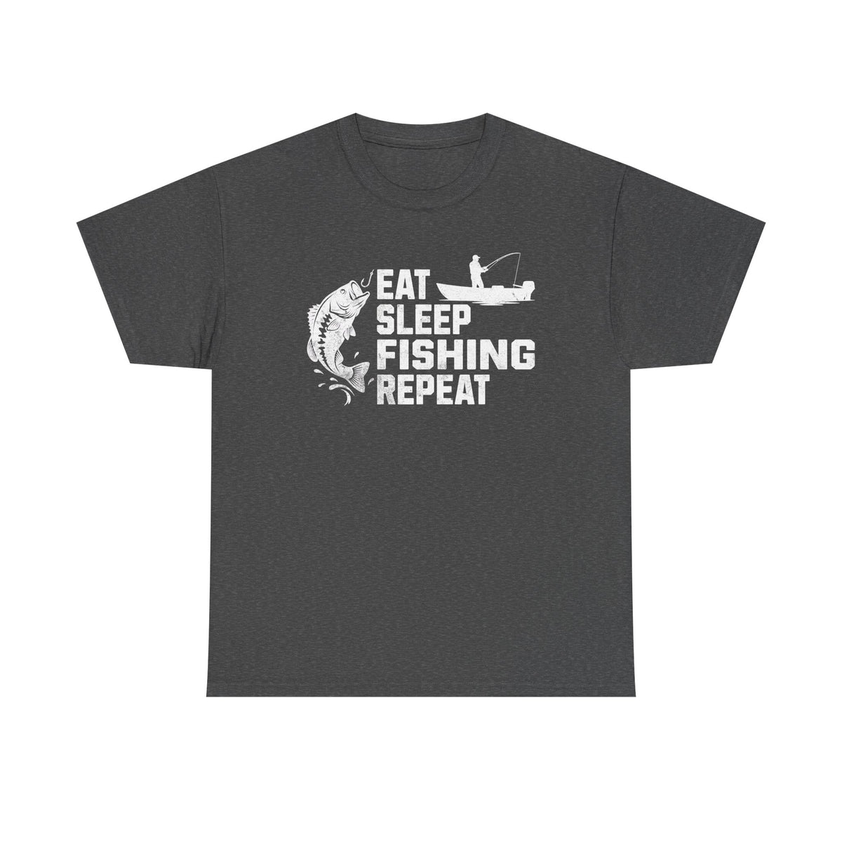 Eat Sleep Fishing Repeat Tee | Fishing Shirt, Bass Angler Graphic, Vintage Style Grunge T-Shirt, Fishing Lover Tee, Unisex, Men's T-Shirt