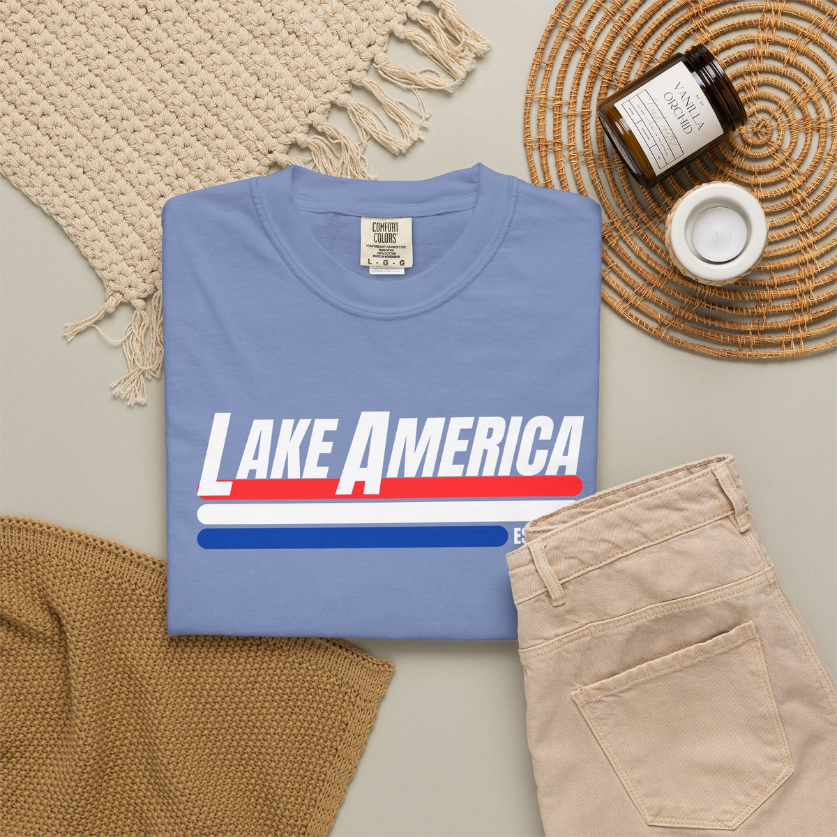Lake America Shirt, Patriotic Lake Life Tee, 4th of July Shirt, American Flag Lake Shirt, Summer Lake Tee, Boating Shirt, Unisex T-Shirt