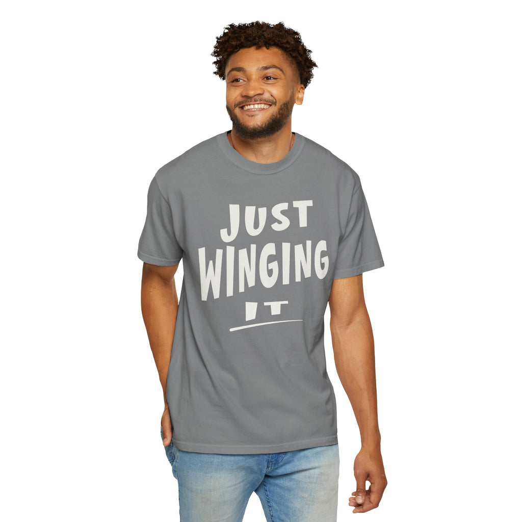 Just Winging It Shirt, Funny Graphic Tee, Oversized Fit T-Shirt, Sarcastic Quote Tee, Beach Vacation Shirt, Gift for Her, Mom Shirt