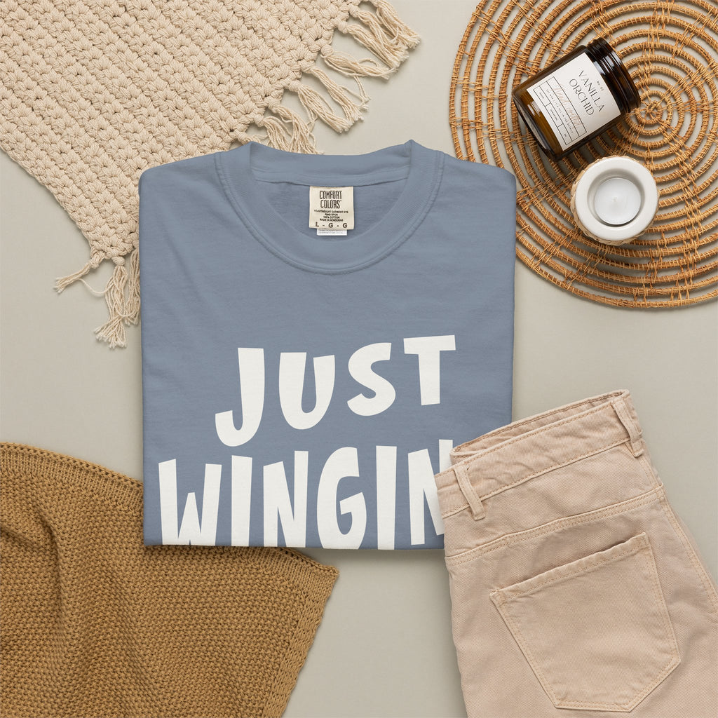 Just Winging It Shirt, Funny Graphic Tee, Oversized Fit T-Shirt, Sarcastic Quote Tee, Beach Vacation Shirt, Gift for Her, Mom Shirt