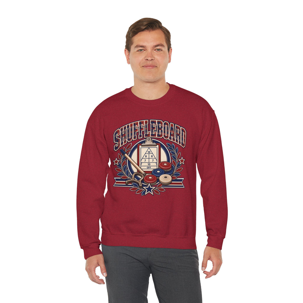 Vintage Shuffleboard Sweatshirt, Retro Americana Crewneck, Shuffleboard Player Gift, Beach Game Pullover, Patriotic Sports Shirt Unisex