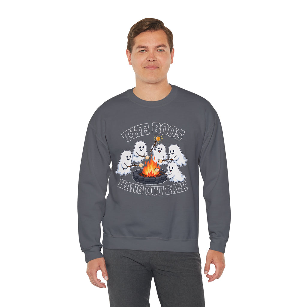 The Boos Hang Out Back Sweatshirt, Funny Halloween Ghost Campfire Shirt, Cute Ghost Bonfire Crewneck, Spooky Fall Sweater, Halloween Gift