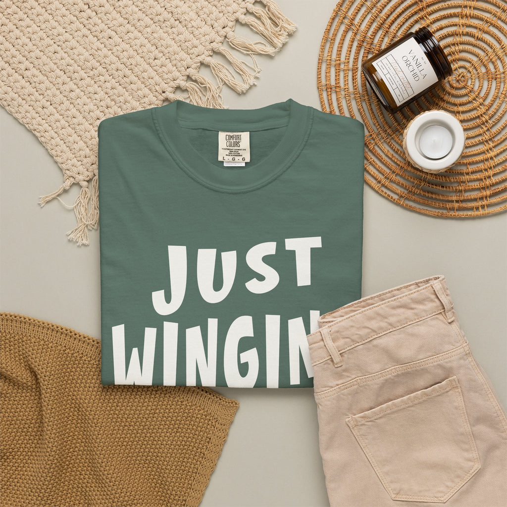 Just Winging It Shirt, Funny Graphic Tee, Oversized Fit T-Shirt, Sarcastic Quote Tee, Beach Vacation Shirt, Gift for Her, Mom Shirt