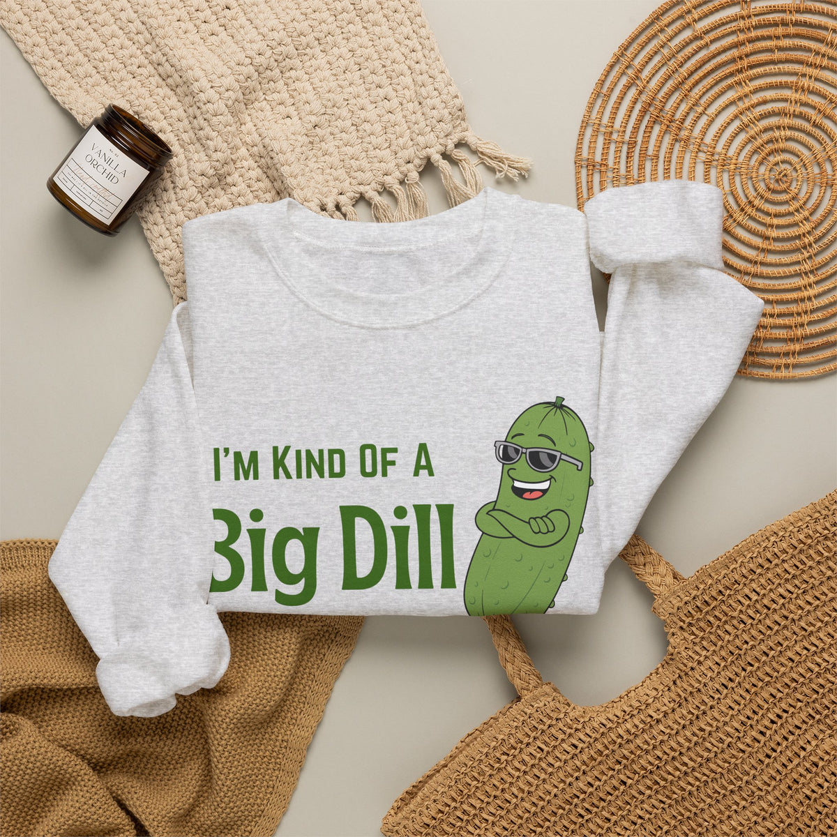 I'm Kind Of A Big Dill Sweatshirt, Funny Pickle Pun Crewneck, Sarcastic Foodie Gift, Cute Pickle Lover Shirt, Sand Unisex Sweatshirt Gift