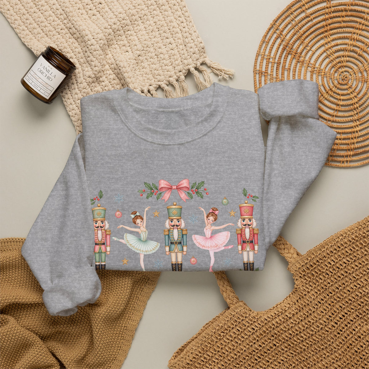 Pastel Nutcracker Sweatshirt, Ballerina Christmas Shirt, Pink Nutcracker Crewneck, Cute Holiday Sweater, Girly Christmas Gift for Her