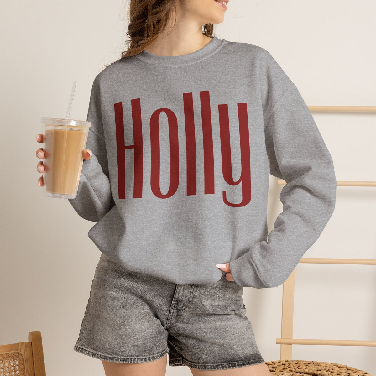 Holly Christmas Sweatshirt, Red Holly Crewneck, Retro Holiday Sweater, Women Christmas Shirt, Cozy Winter Pullover, Xmas Gift for Her