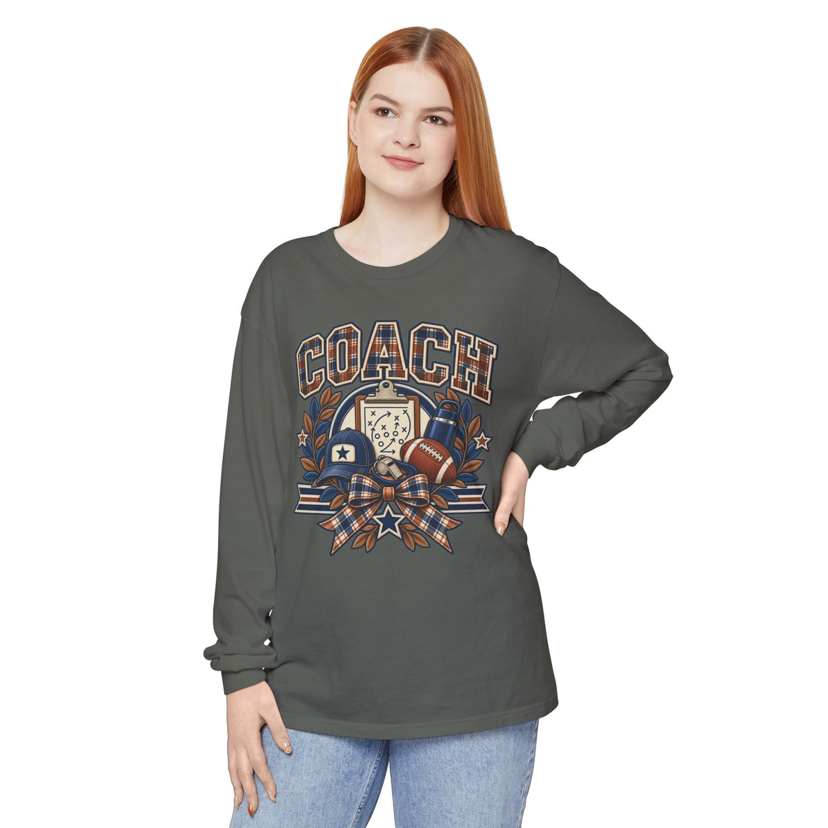 Coach Playbook Football Helmet Long Sleeve Shirt | Vintage Sports Graphic