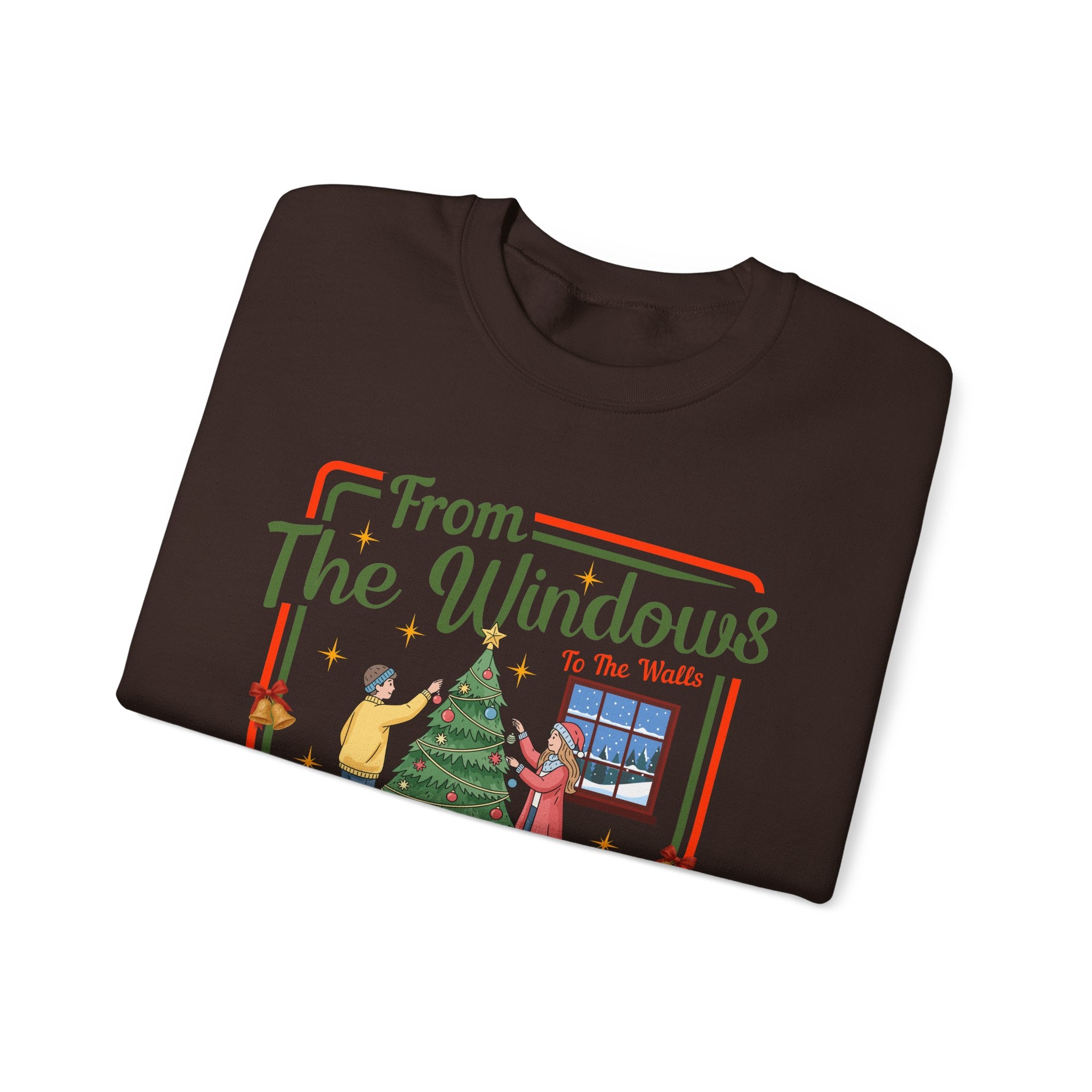 From The Windows To The Walls Christmas Sweatshirt, Deck These Halls Retro Xmas Tree Shirt, Funny Holiday Sweater, Christmas Gift for Her