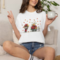 Comfort Color Fall Pumpkin Wagon Autumn Harvest T-Shirt, Thanksgiving Fall Leaves Shirt, Watercolor Pumpkin Apple Cart, Gift for Fall Lovers