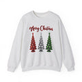 Merry Christmas Sweatshirt, Three Christmas Trees Shirt, Metallic Trees Sweater, Forest Green Christmas Crewneck, Holiday Gift for Her