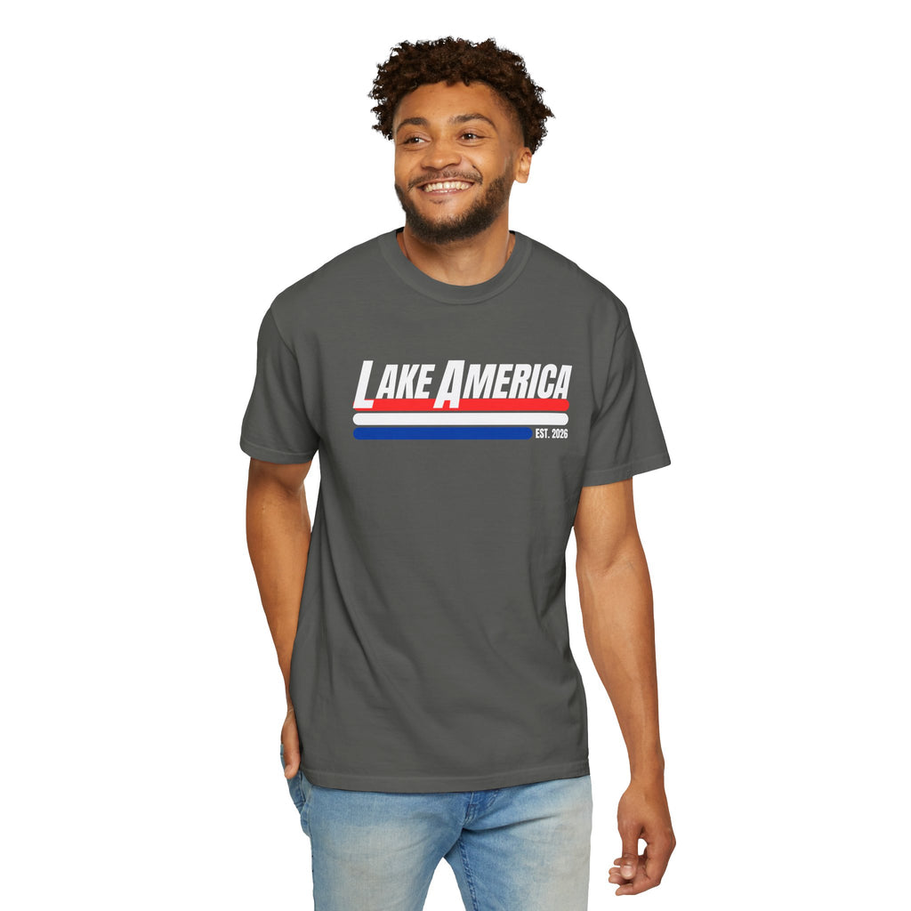Lake America Shirt, Patriotic Lake Life Tee, 4th of July Shirt, American Flag Lake Shirt, Summer Lake Tee, Boating Shirt, Unisex T-Shirt