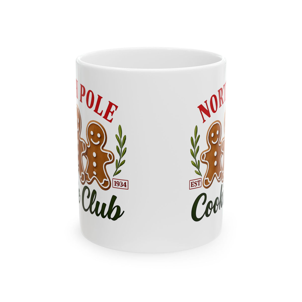 North Pole Cookie Club Ceramic Mug, Christmas Gift, Holiday Decor, Coffee Cup, Gingerbread Lover's Mug