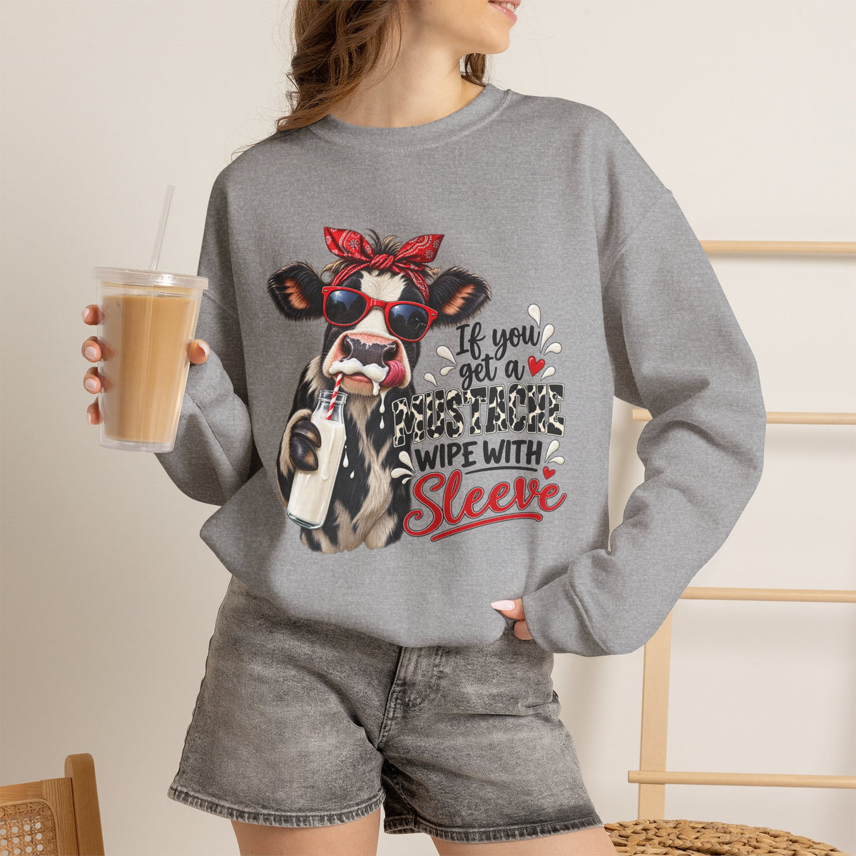 Funny Cow, Humor Cow Sweatshirt, Farm Animal Crewneck, Cute Cow Graphic Sweater, Country Western Gift, Cow Lover, Funny Cow Graphic Girl Top