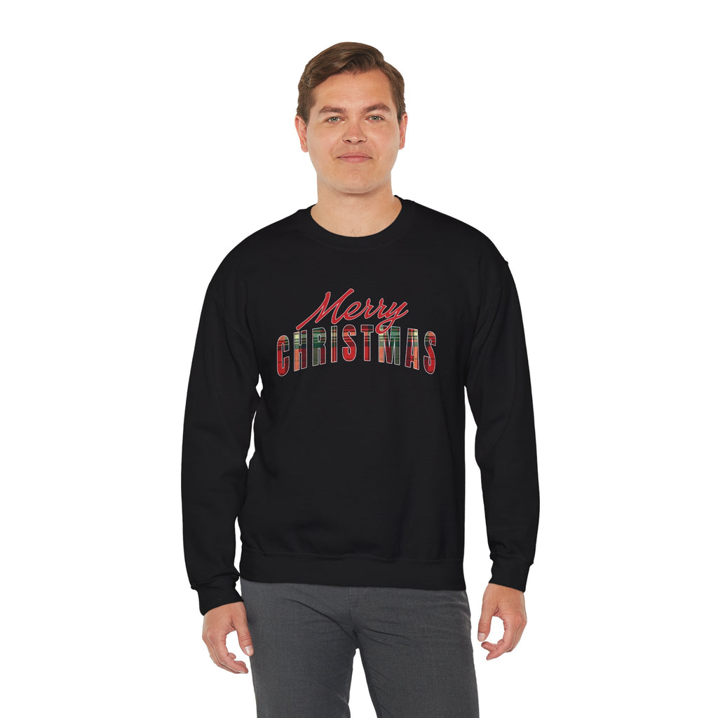 Merry Christmas Sweatshirt, Plaid Christmas Sweater, Buffalo Plaid Holiday Crewneck, Cozy Xmas Shirt, Women's Christmas Gift