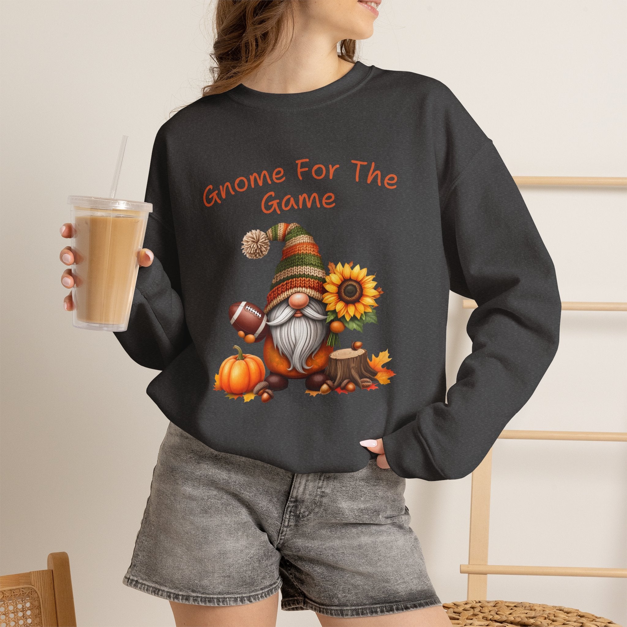 Gnome For The Game Sweatshirt, Football Gnome Fall Crewneck, Autumn Pumpkin Sunflower Shirt, Game Day Sweater, Fall Football Season Gift
