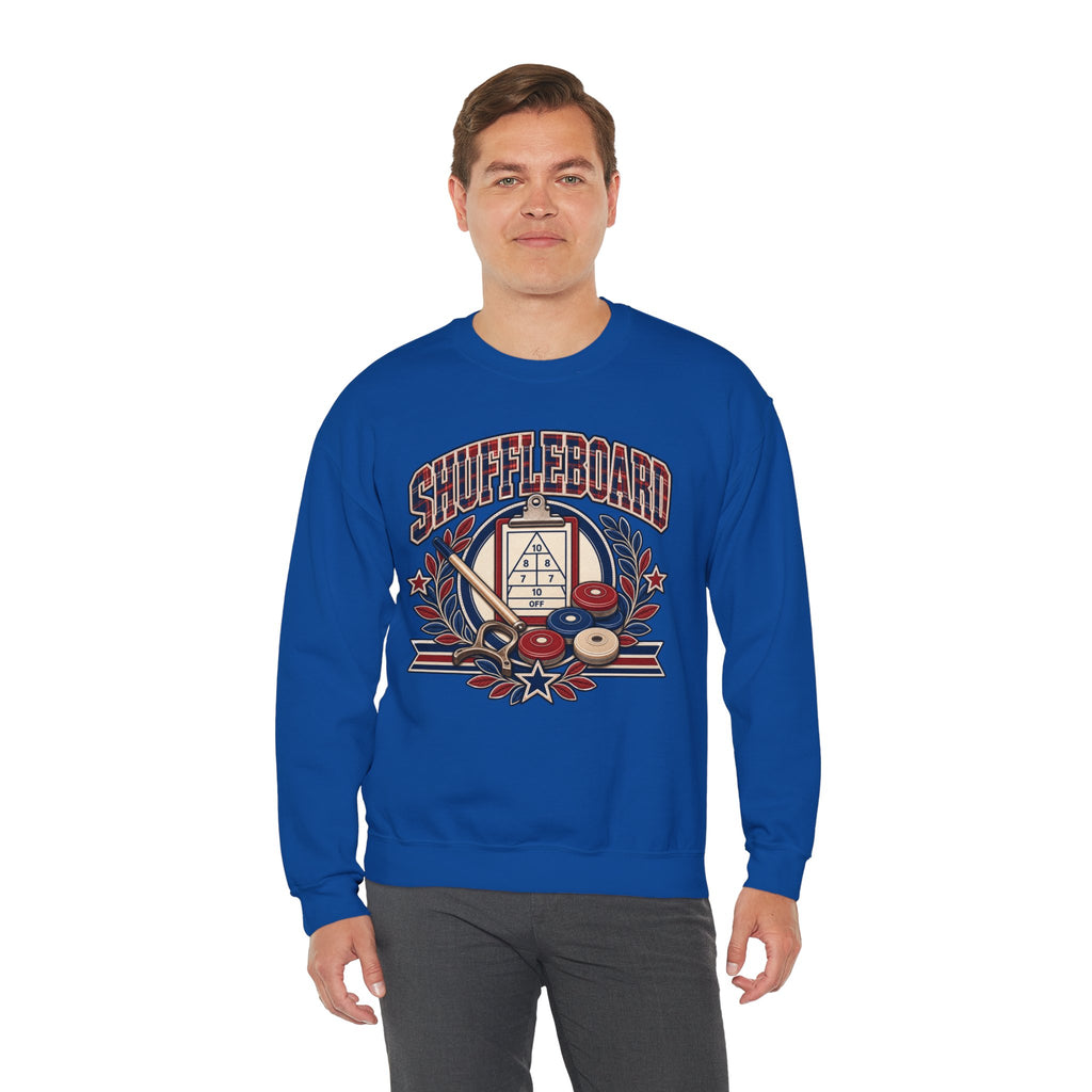 Vintage Shuffleboard Sweatshirt, Retro Americana Crewneck, Shuffleboard Player Gift, Beach Game Pullover, Patriotic Sports Shirt Unisex