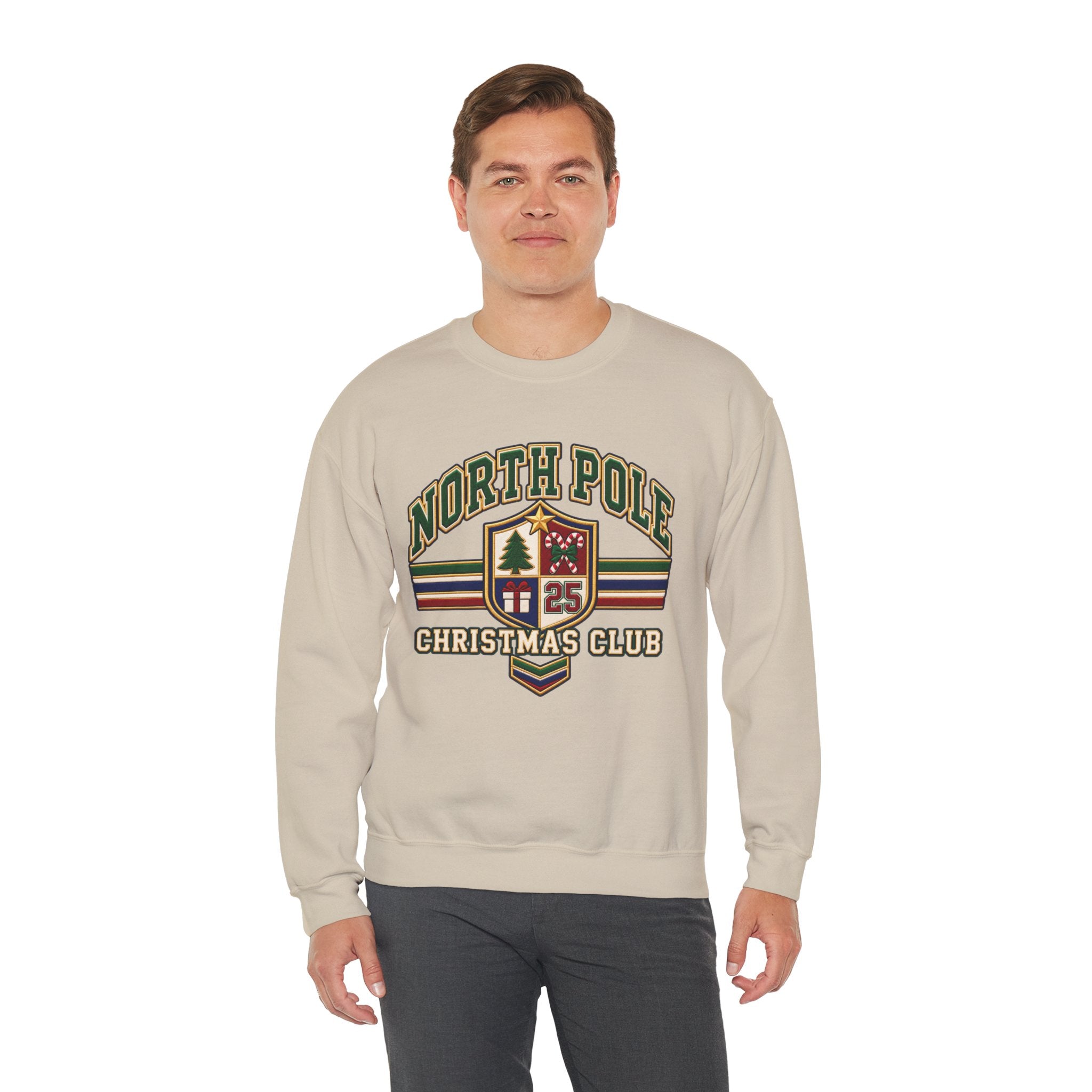North Pole Christmas Club Sweatshirt, Retro Varsity Christmas Sweatshirt, Vintage Christmas Crewneck, Family Christmas Shirt, Xmas Gift