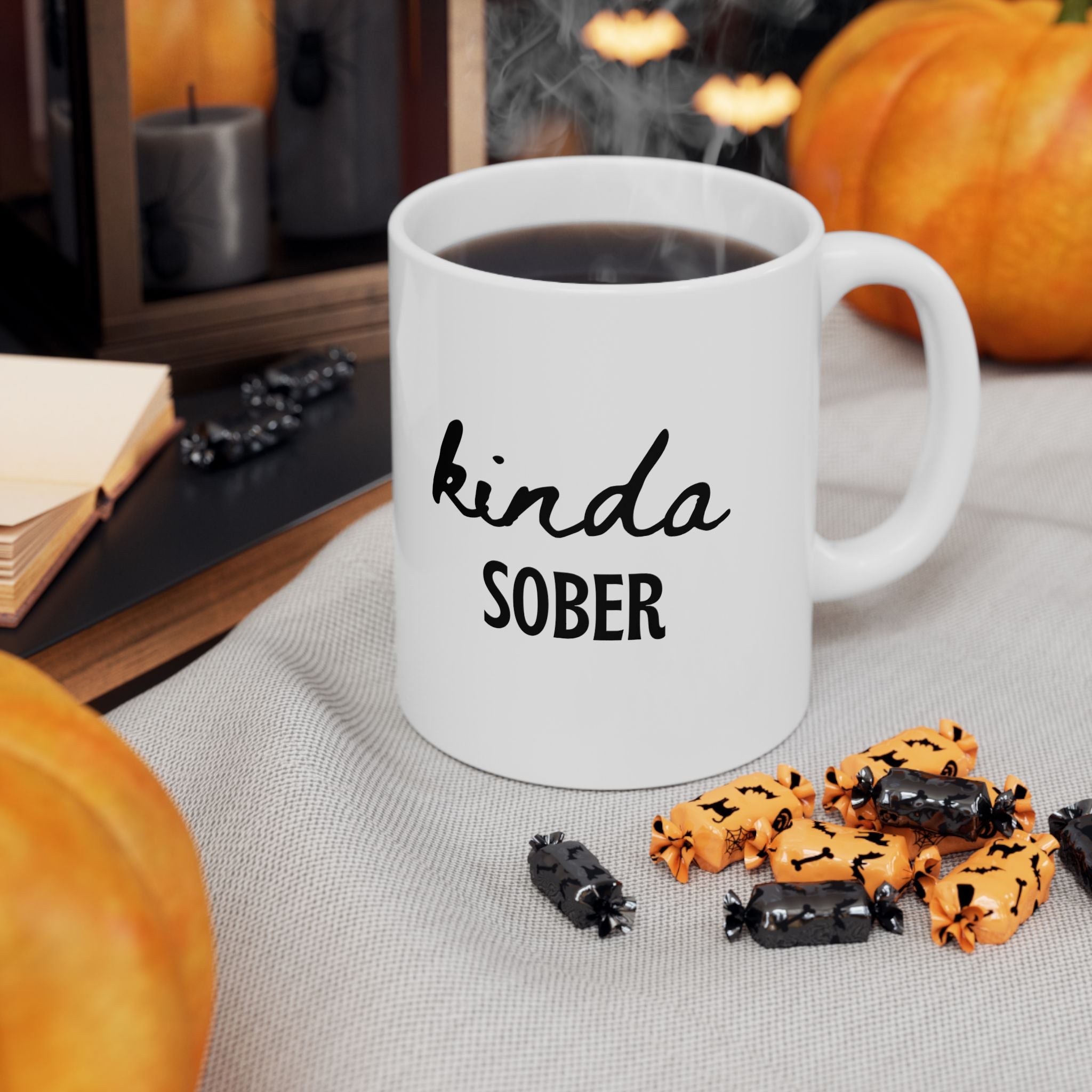 Kinda Sober Mug Funny Coffee Mug Humor Gift Sober Curious Gift Funny Gift for Her Him Novelty Mug Wine Lover Gift Sarcastic Coffee Cup