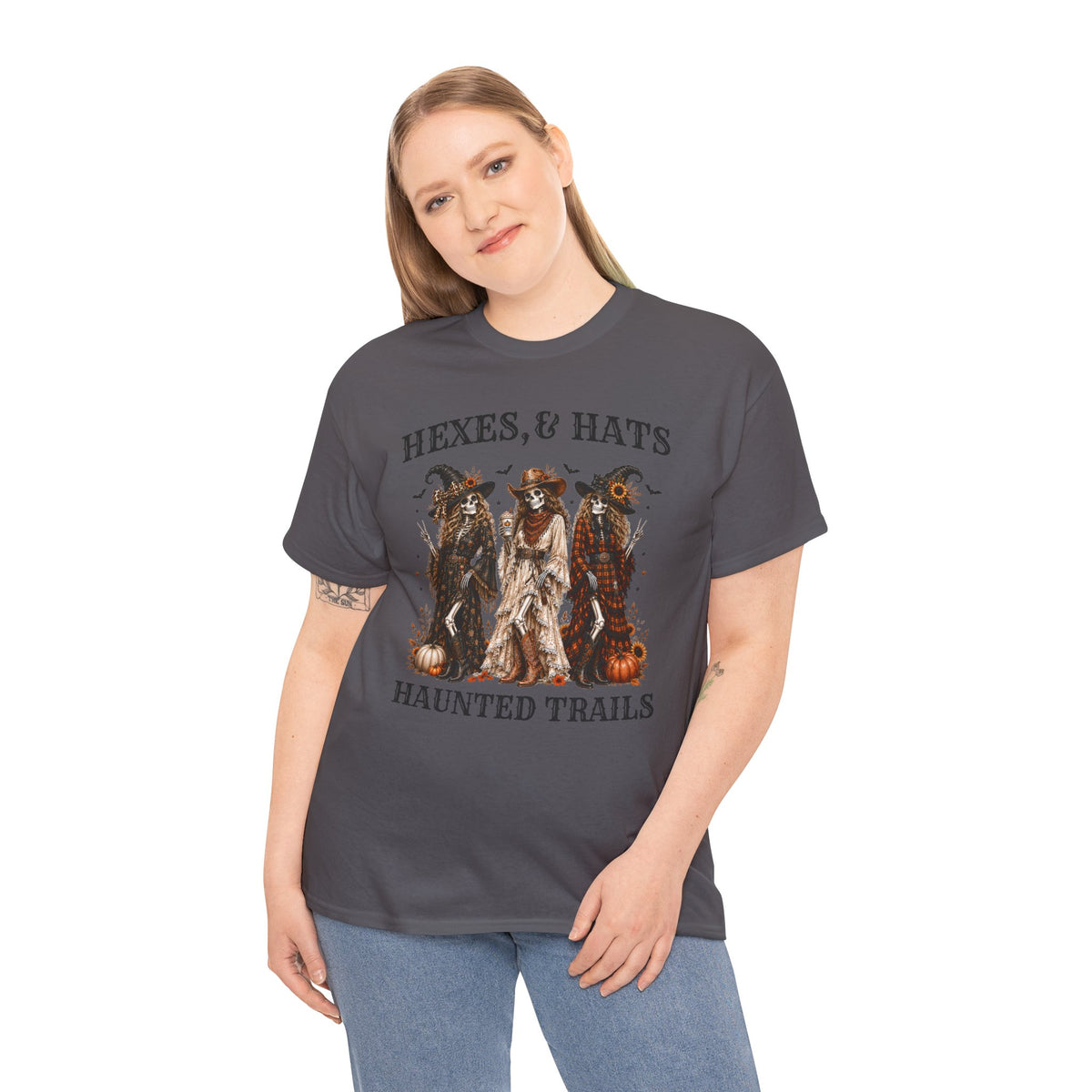 Hexes & Hats Haunted Trails Shirt, Western Halloween Tee, Cowboy Witch T-Shirt, Spooky Season Shirt, Rodeo Halloween Graphic Tee Gift
