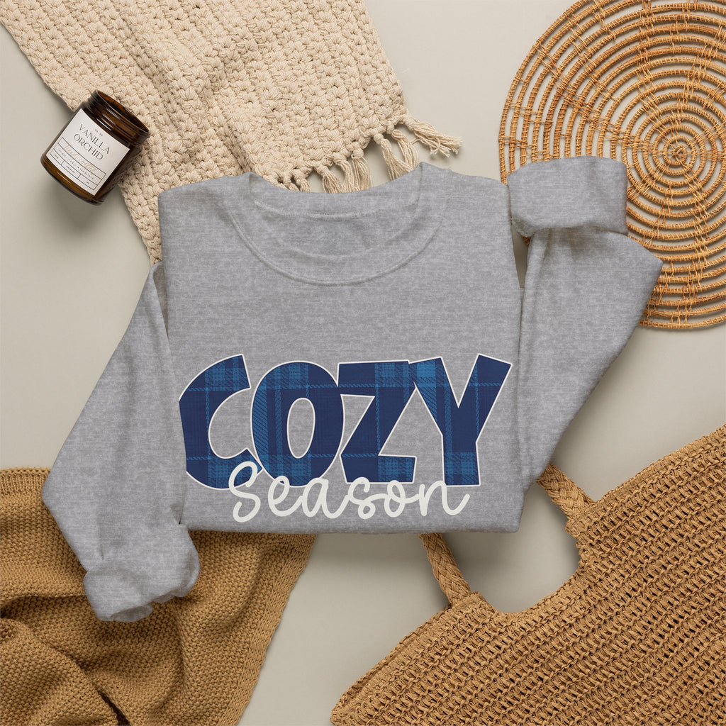 Cozy Season Sweatshirt, Plaid Cozy Season Shirt, Fall Sweatshirt, Cozy Season Crewneck, Autumn Sweatshirt, Fall Plaid Shirt, Fall Gift