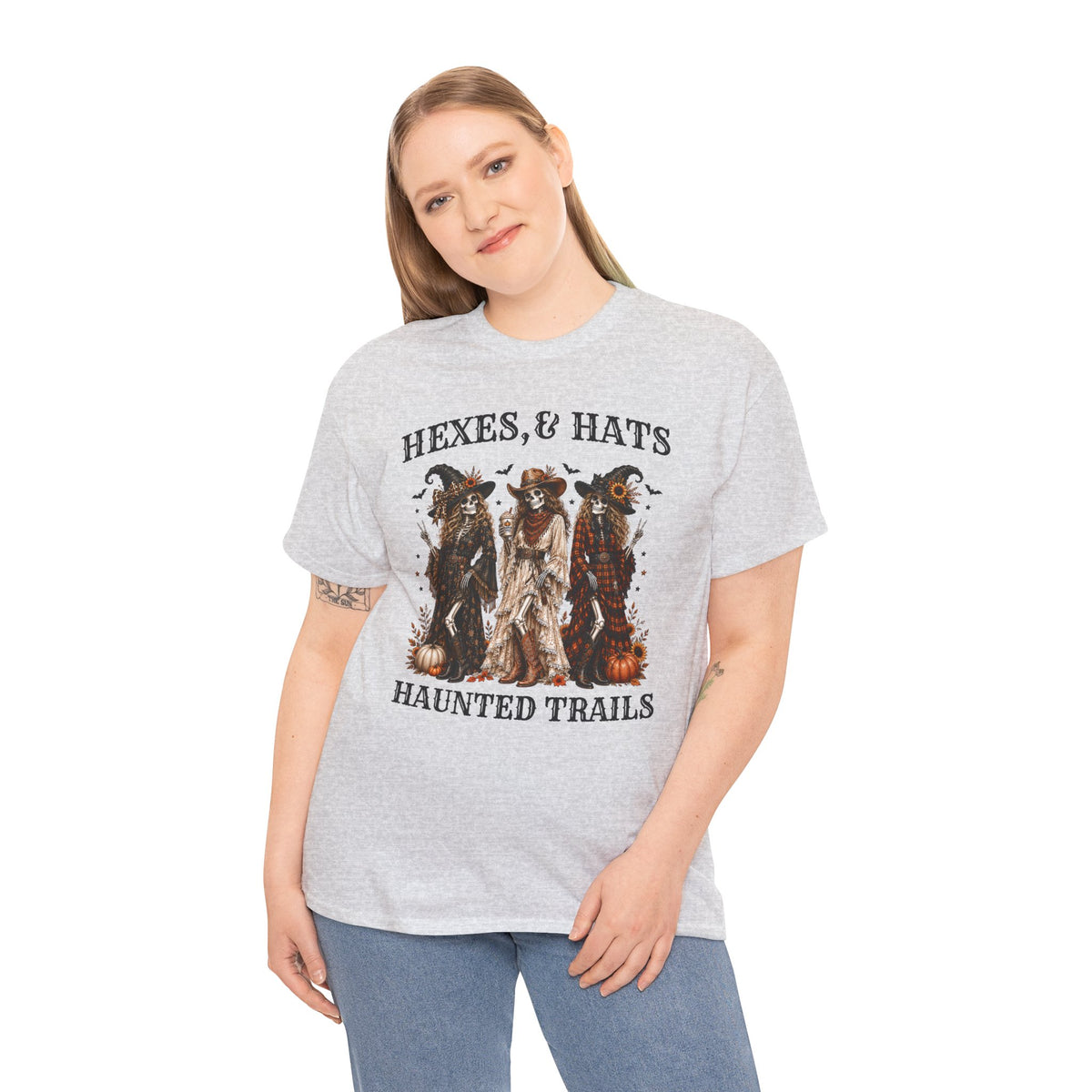 Hexes & Hats Haunted Trails Shirt, Western Halloween Tee, Cowboy Witch T-Shirt, Spooky Season Shirt, Rodeo Halloween Graphic Tee Gift