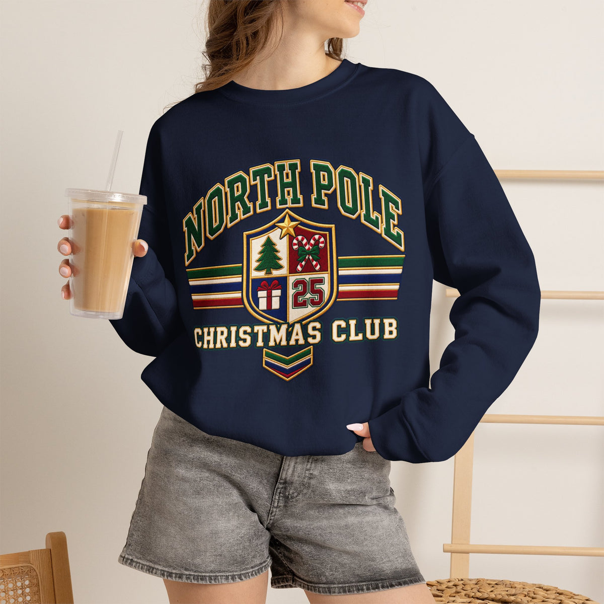 North Pole Christmas Club Sweatshirt, Retro Varsity Christmas Sweatshirt, Vintage Christmas Crewneck, Family Christmas Shirt, Xmas Gift