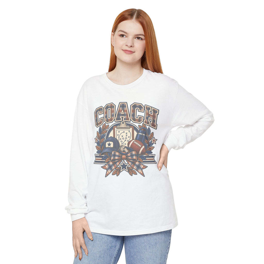 Coach Playbook Football Helmet Long Sleeve Shirt | Vintage Sports Graphic
