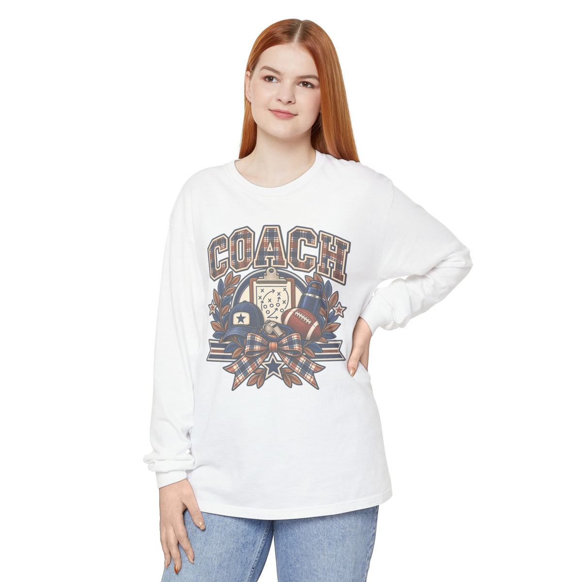 Coach Playbook Football Helmet Long Sleeve Shirt | Vintage Sports Graphic