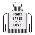 Freshly Baked With Love Apron, Black White Striped Kitchen Apron, Baker Gift, Cooking Apron, Funny Baking Apron, Chef Apron, Gift For Baker